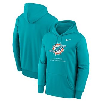Men's Nike Aqua Miami Dolphins Toss Sweep Therma-FIT Hoodie
