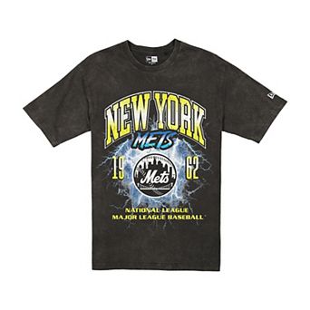 Men's New Era Black New York Mets Lightning Round Mineral Wash T-Shirt