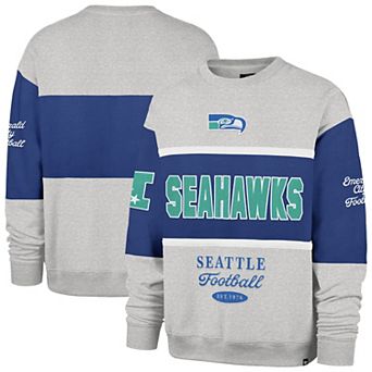 Men's '47 Royal/Heather Gray Seattle Seahawks Blockfield Maximalist Sweatshirt