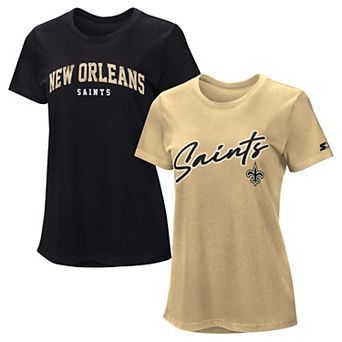 Women's Starter Black/Vegas Gold New Orleans Saints T-Shirt Combo Pack