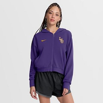 Women's Nike Purple LSU Tigers Mantra Cropped Full-Zip Hoodie