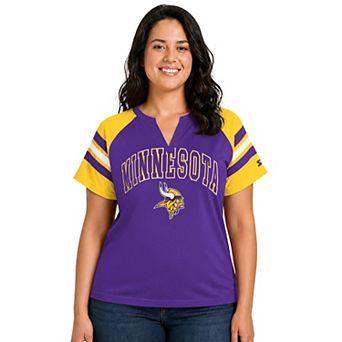 Women's Starter Purple Minnesota Vikings Plus Size Game On Notch Neck Raglan T-Shirt
