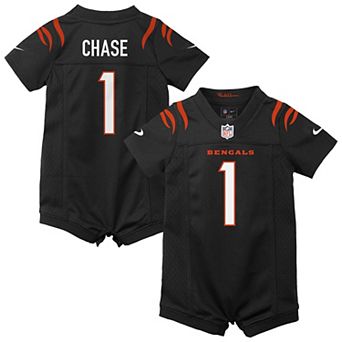 Newborn Nike Ja'Marr Chase Black Cincinnati Bengals Romper Game Jersey