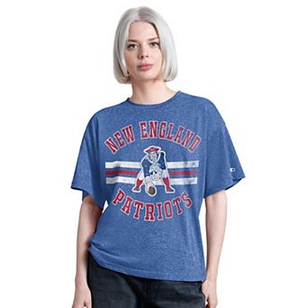 Women's Starter Royal New England Patriots Vintage Jump Shot Boyfriend Tri-Blend T-Shirt