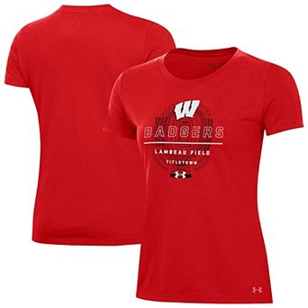 Women's Under Armour Red Wisconsin Badgers 2026 Lambeau Field Collection Performance Overlay T-Shirt