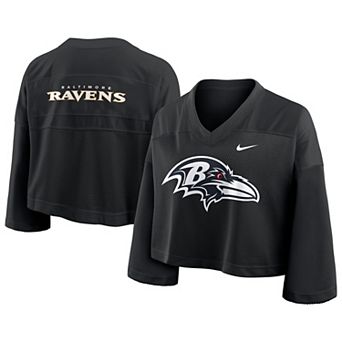 Women's Nike Black Baltimore Ravens Rewind Cropped Mesh Dri-FIT Fashion Jersey