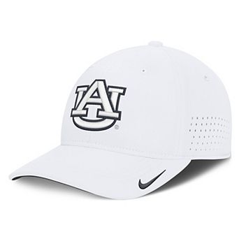 Men's Nike White Auburn Tigers 2026 Sideline Practice AeroBill SwooshFlex Dri-FIT Hat