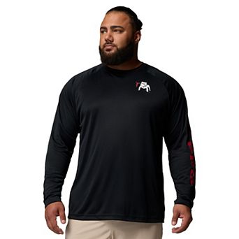 Men's Columbia Black Georgia Bulldogs Big & Tall Terminal Tackle Long Sleeve Omni-Shade T-Shirt