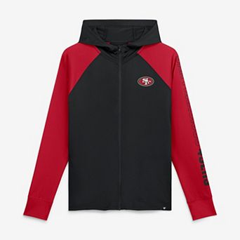 Women's Fanatics Black/Scarlet San Francisco 49ers Cornerback Blitz Raglan Full-Zip Hoodie