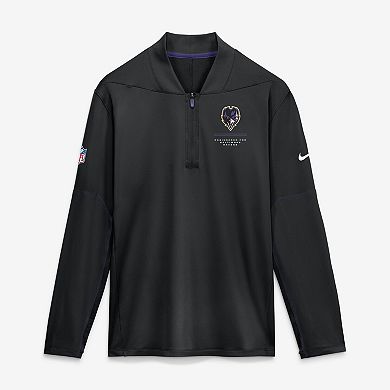 Men's Nike Black Baltimore Ravens Sideline Logo Glory Midweight Dri-FIT Half-Zip Pullover