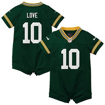 Newborn & Infant Nike Jordan Love Green Green Bay Packers Game Romper Jersey