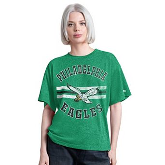 Women's Starter Kelly Green Philadelphia Eagles Vintage Jump Shot Boyfriend Tri-Blend T-Shirt