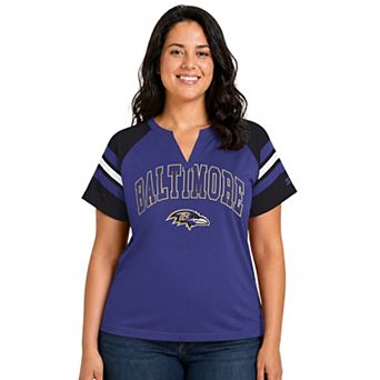 Women's Starter Purple Baltimore Ravens Plus Size Game On Notch Neck Raglan T-Shirt
