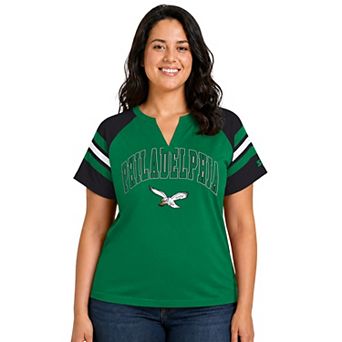 Women's Starter Kelly Green Philadelphia Eagles Plus Size Throwback Game On Notch Neck Raglan T-Shirt