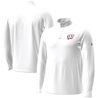 Men's Under Armour White Wisconsin Badgers 2026 Lambeau Field Collection Playoff Performance Quarter-Zip Top