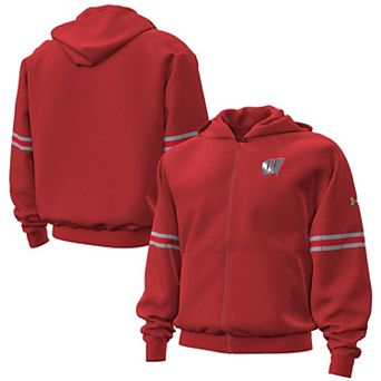 Men's Under Armour Red Wisconsin Badgers 2026 Lambeau Field Collection Icon Taped Full-Zip Hoodie