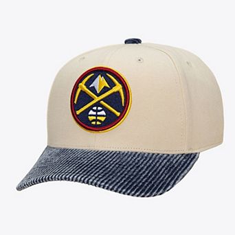 Men's Mitchell & Ness Cream/Blue Denver Nuggets Washed Corduroy Pro Crown Snapback Hat