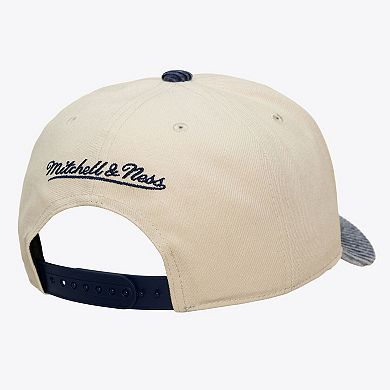 Men's Mitchell & Ness Cream/Blue Denver Nuggets Washed Corduroy Pro Crown Snapback Hat