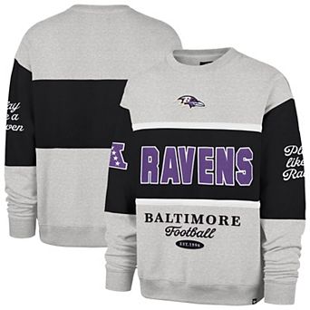 Men's '47 Black/Gray Baltimore Ravens Blockfield Maximalist Sweatshirt