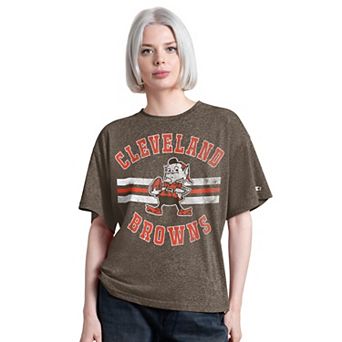 Women's Starter Brown Cleveland Browns Vintage Jump Shot Boyfriend Tri-Blend T-Shirt