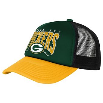 Youth Outerstuff Green/Gold Green Bay Packers Handoff Foam Adjustable Trucker Hat
