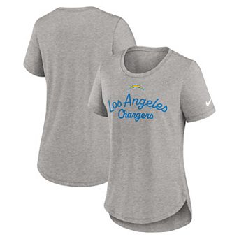 Women's Nike Heather Gray Los Angeles Chargers Strong Safety Tri-Blend T-Shirt