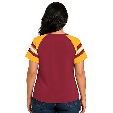 Women's Starter Burgundy Washington Commanders Plus Size Game On Notch Neck Raglan T-Shirt