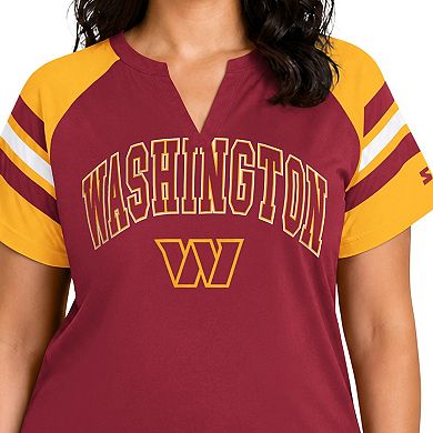 Women's Starter Burgundy Washington Commanders Plus Size Game On Notch Neck Raglan T-Shirt