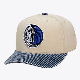 Men's Mitchell & Ness Cream/Blue Dallas Mavericks Washed Corduroy Pro Crown Snapback Hat