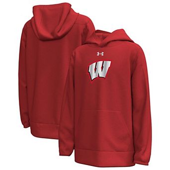 Youth Under Armour Red Wisconsin Badgers 2026 Lambeau Field Collection Metallic Logo Fleece Hoodie