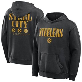 Men's Fanatics Black Pittsburgh Steelers Big & Tall Relaxed Intense Rivalry Washed Hoodie