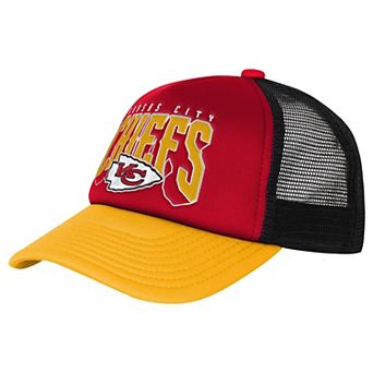 Youth Outerstuff Red/Gold Kansas City Chiefs Handoff Foam Adjustable Trucker Hat
