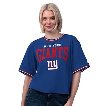 Women's Starter Royal New York Giants Ace Cropped T-Shirt