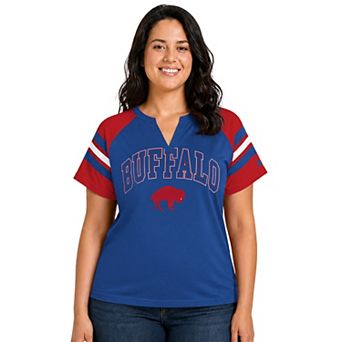 Women's Starter Royal Buffalo Bills Plus Size Throwback Game On Notch Neck Raglan T-Shirt