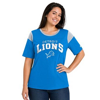 Women's Starter Blue Detroit Lions Plus Size Linebacker T-Shirt
