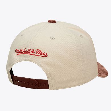 Men's Mitchell & Ness Cream/Red Houston Rockets Washed Corduroy Pro Crown Snapback Hat