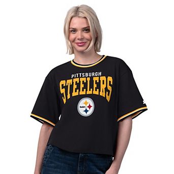 Women's Starter Black Pittsburgh Steelers Ace Cropped T-Shirt
