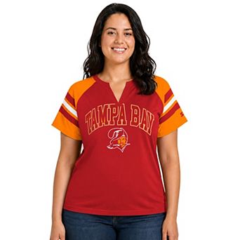 Women's Starter Red Tampa Bay Buccaneers Plus Size Throwback Game On Notch Neck Raglan T-Shirt