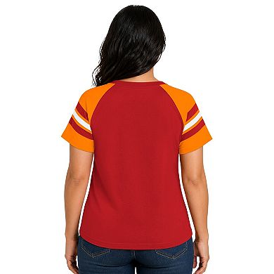 Women's Starter Red Tampa Bay Buccaneers Plus Size Throwback Game On Notch Neck Raglan T-Shirt