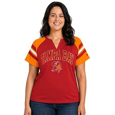 Women's Starter Red Tampa Bay Buccaneers Plus Size Throwback Game On Notch Neck Raglan T-Shirt