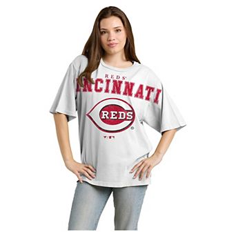 Women's Fanatics White Cincinnati Reds Relaxed Big Text T-Shirt