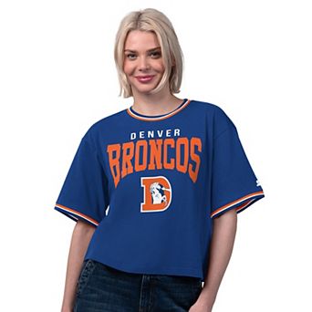 Women's Starter Royal Denver Broncos Vintage Ace Cropped T-Shirt