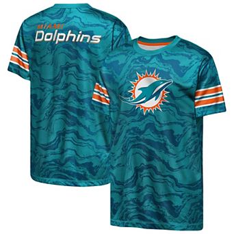Youth Outerstuff Aqua Miami Dolphins Slant Route Performance T-Shirt