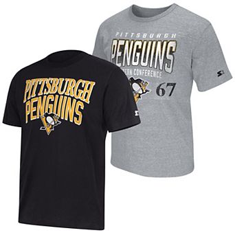 Men's Starter Black/Heather Gray Pittsburgh Penguins Two-Pack T-Shirt Set