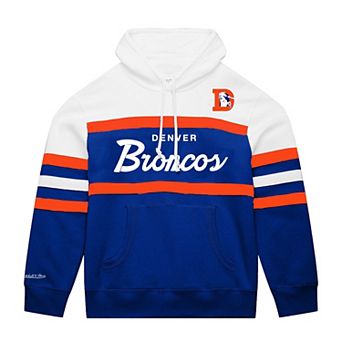 Men's Mitchell & Ness White/Royal Denver Broncos Big & Tall Head Coach Hoodie