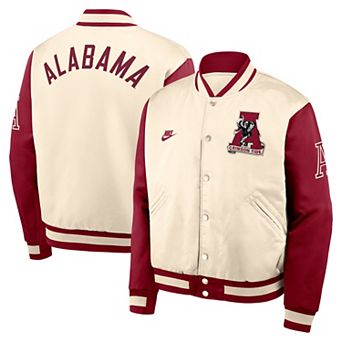 Men's Nike Natural/Crimson Alabama Crimson Tide Legacy Full-Snap Bomber Jacket