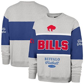 Men's '47 Royal/Gray Buffalo Bills Blockfield Maximalist Sweatshirt