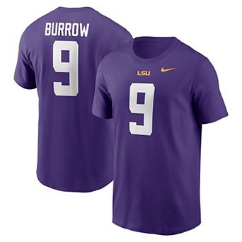 Men's Nike Joe Burrow Purple LSU Tigers Name & Number T-Shirt