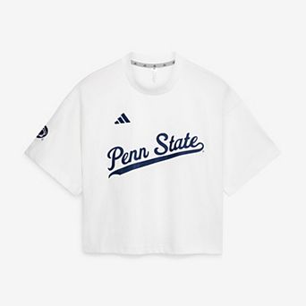 Women's adidas White Penn State Nittany Lions Cropped Baseball Fashion Jersey