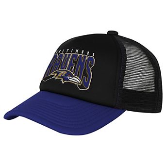 Youth Outerstuff Black/Purple Baltimore Ravens Handoff Foam Adjustable Trucker Hat